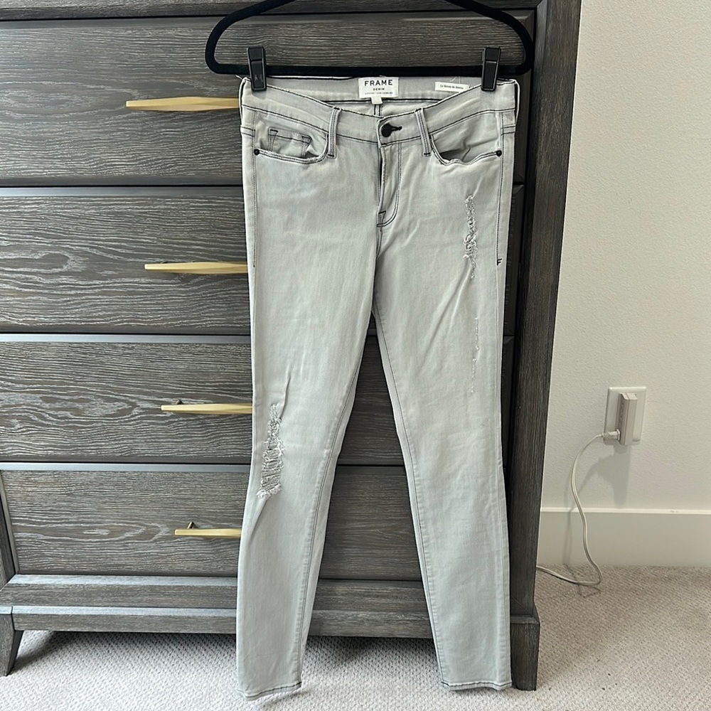 Frame Denim Gray Skinny Jeans Le Skinny de Jeanne